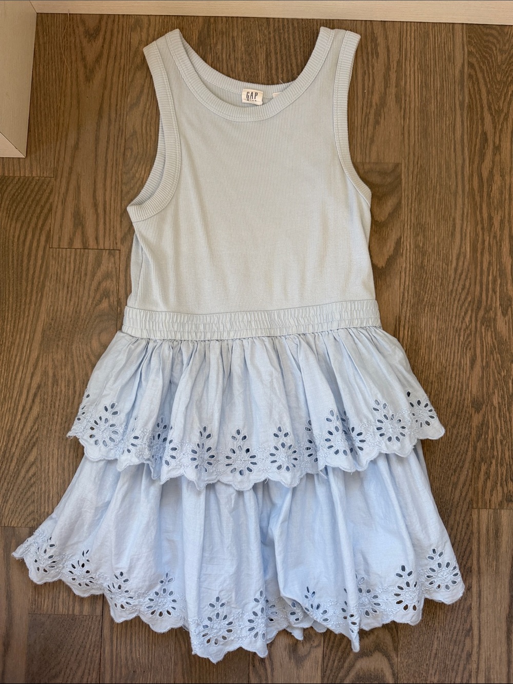GAP Pale Blue Tiered Eyelet Tank Dress for Girls